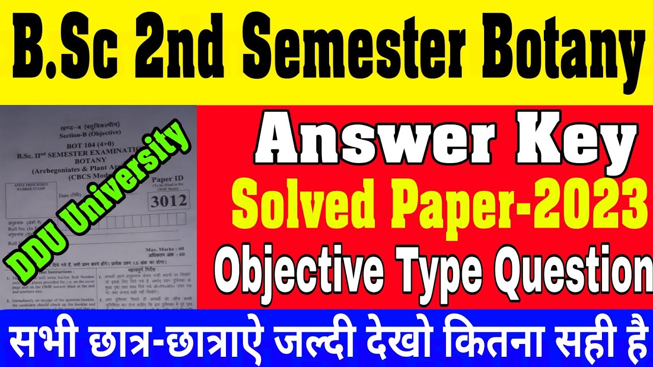 🔴Live|B.Sc 2nd semester Botany answer key 2023|Ddu University|Top-40 Objective types questions
