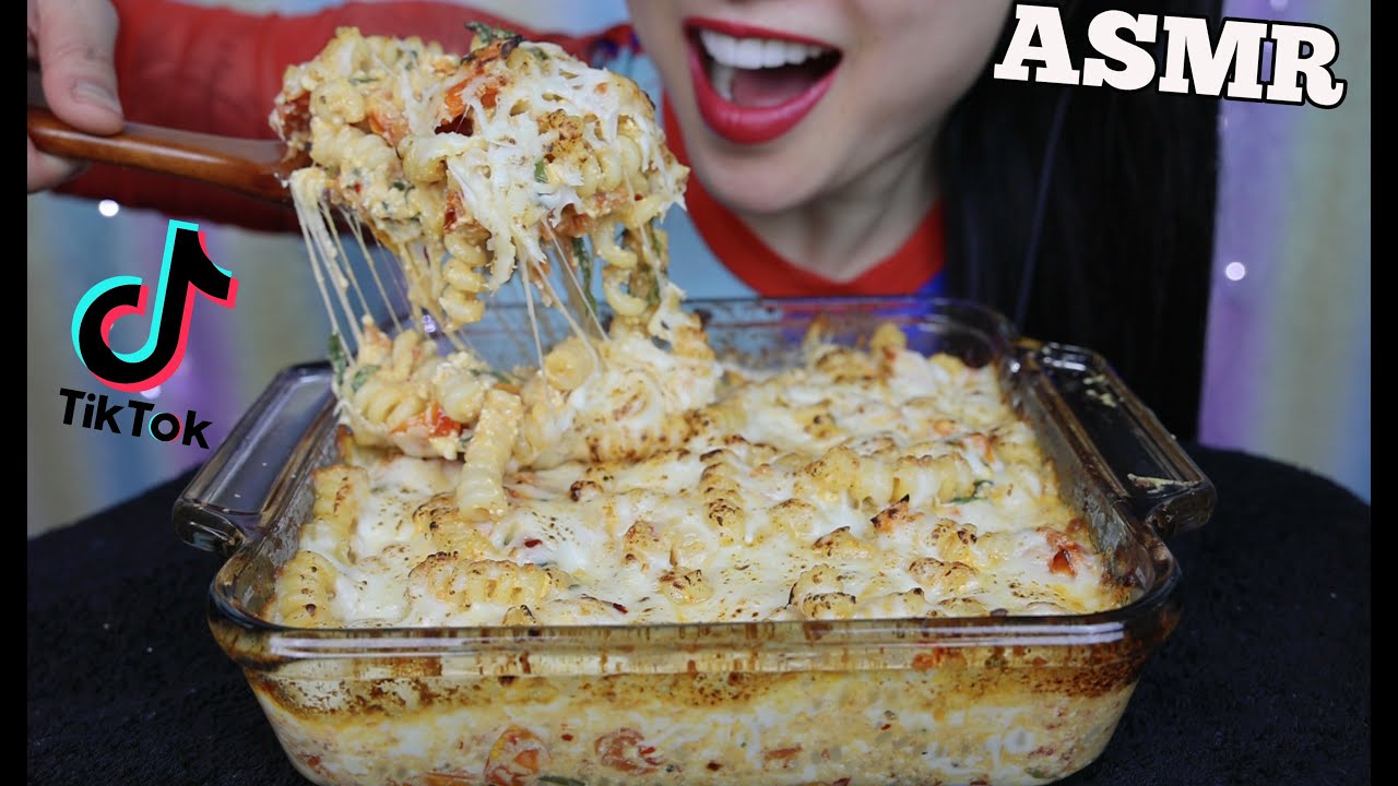 ASMR TikTok VIRAL FETA TOMATO PASTA DOUBLE BAKED EXTRA CHEESE (EATING SOUNDS) NO TALKING | SAS-ASMR