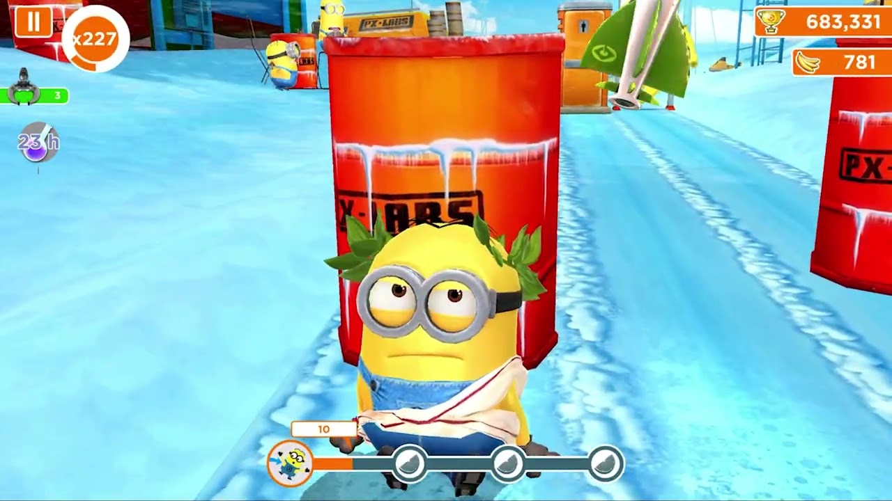 Athenian minion did 65 near-miss obstacles with Snowboard in Arctic base