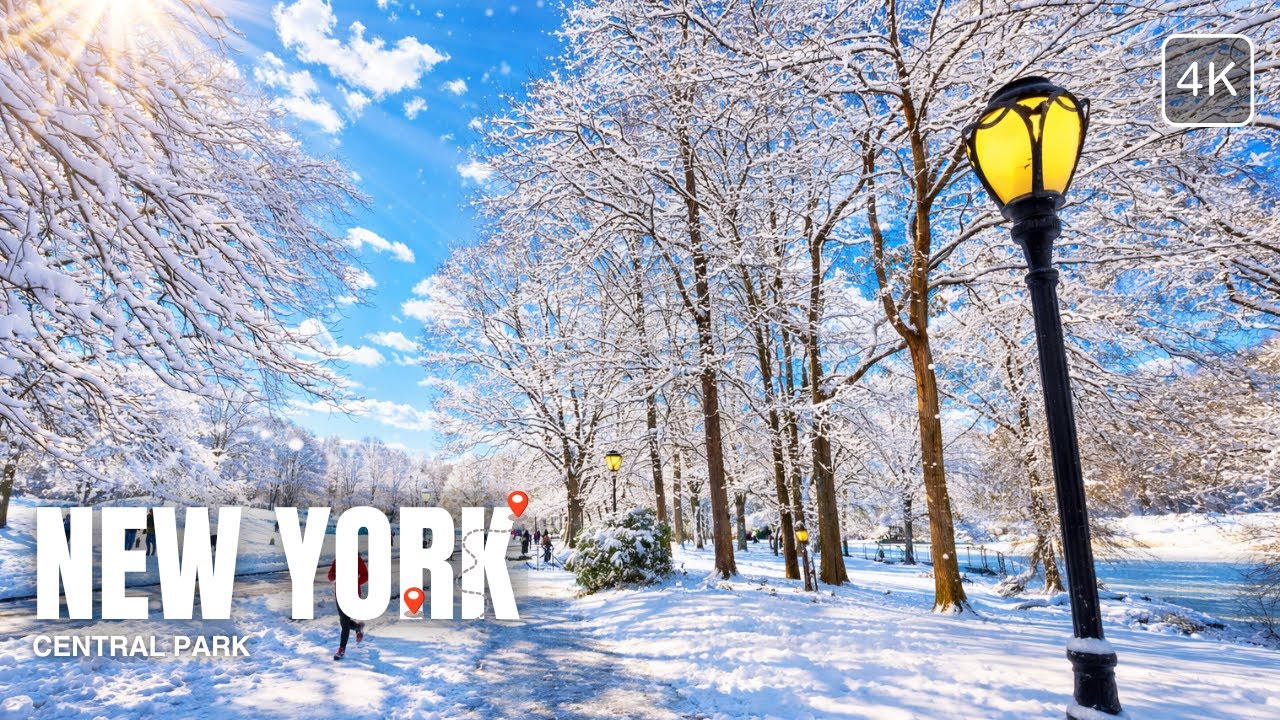Snowy New York City Walk 4K |  Central Park Covered in Snow | Winter Atmosphere