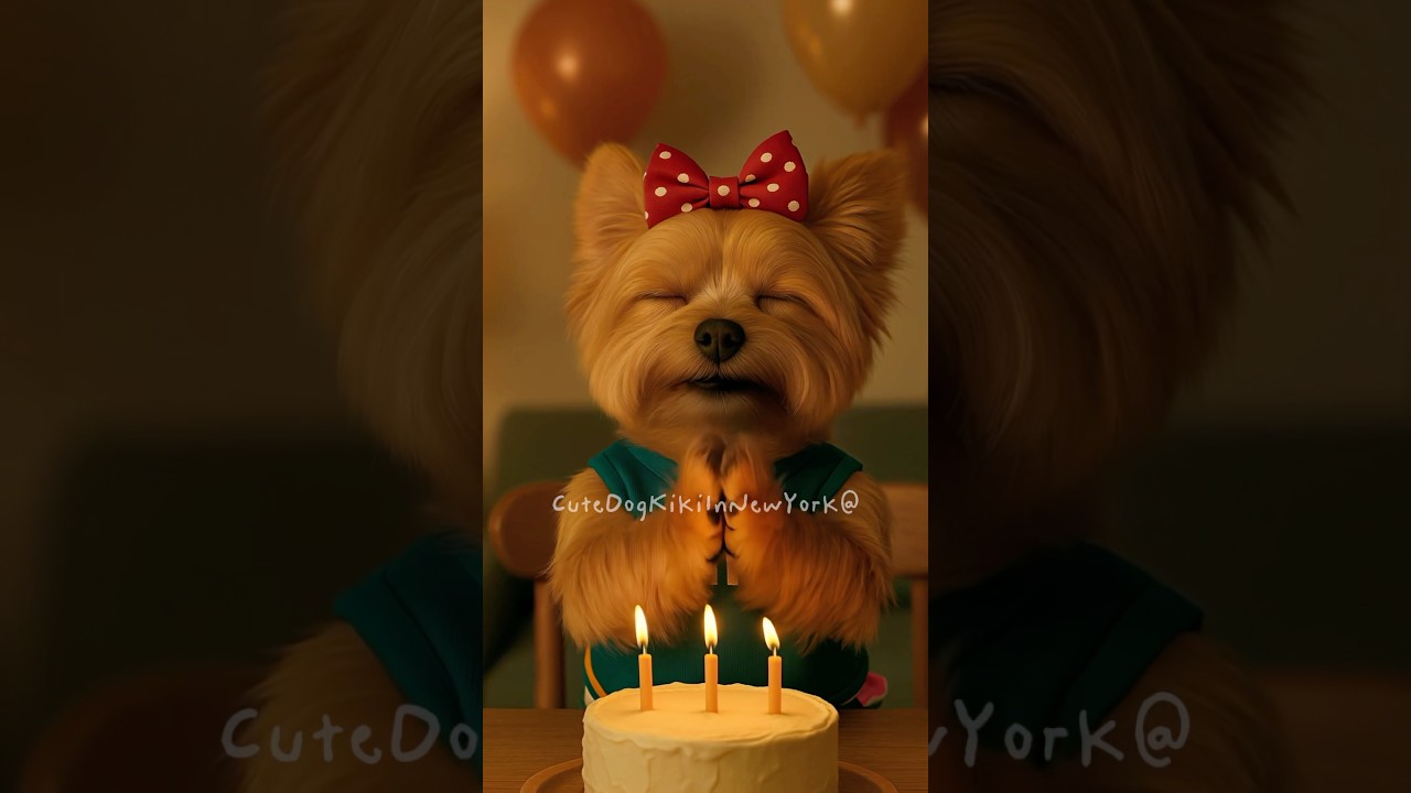 Cute dog Kiki celebrating birthday at home!🐶🎂