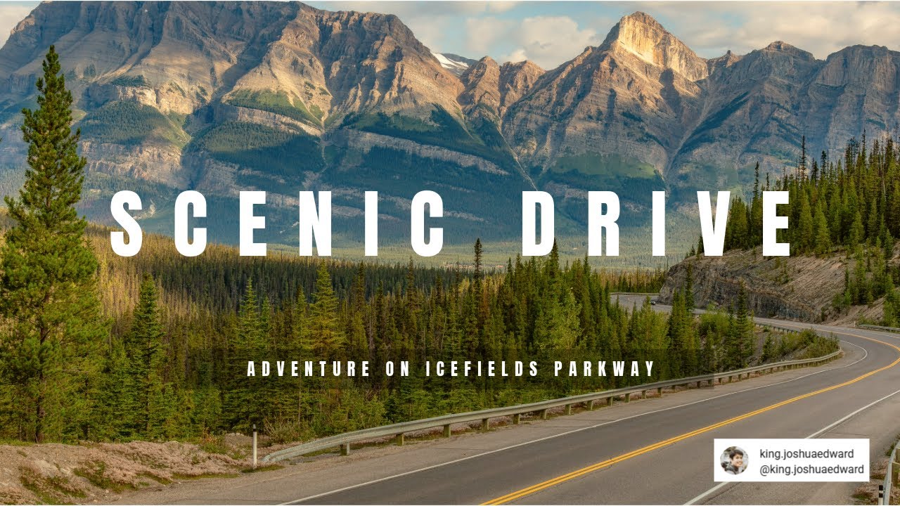 Icefields Parkway, Alberta, Canada Driving Tour. 4K with Background Music