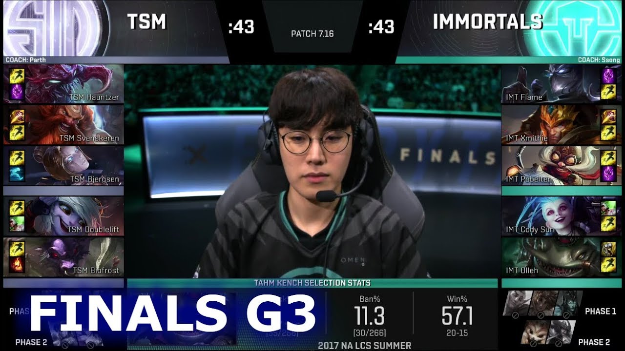 TSM vs Immortals | Game 3 Grand Finals S7 NA LCS Summer 2017 Play-Offs Boston | TSM vs IMT G3