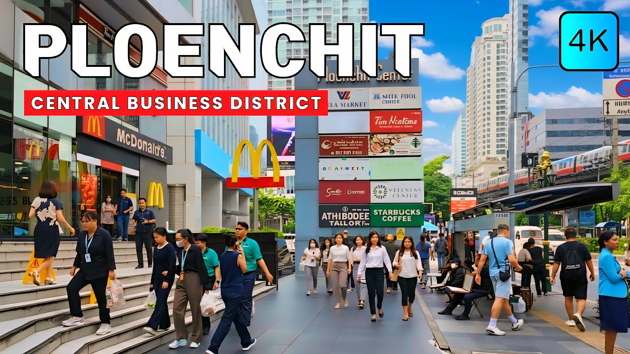 [4K] Ploenchit Area Bangkok (Business Heart) 🇹🇭 ASMR 🎧 Walking Tour