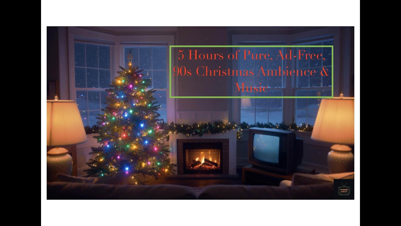 90s Christmas Classical Ambience 5 Hours - Snowy Fireplace & Orchestral Carols - NO MID-ROLL ADS