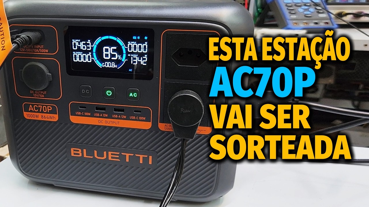 Estação de Energia Solar BLUETTI AC70P 1000W Segurou 1400W