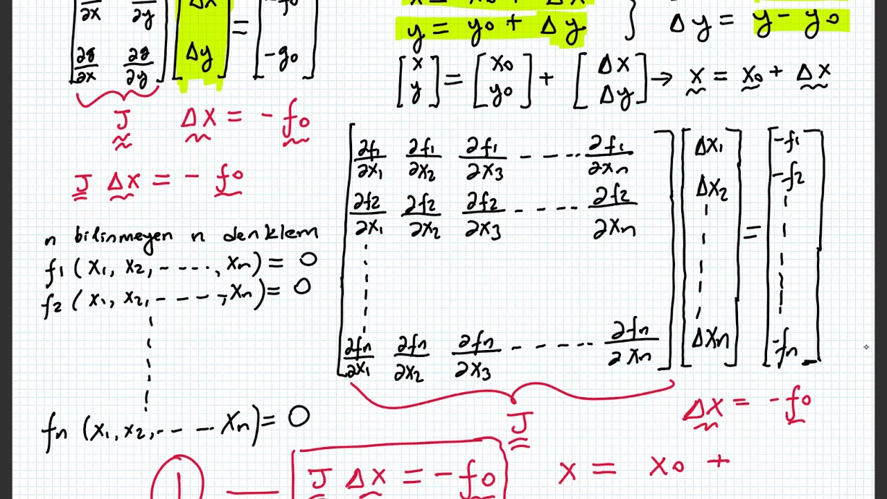 Lineer Olmayan N Bilinmeyen N Denklem için Newton Raphson Metodu ve Matlab Uygulaması