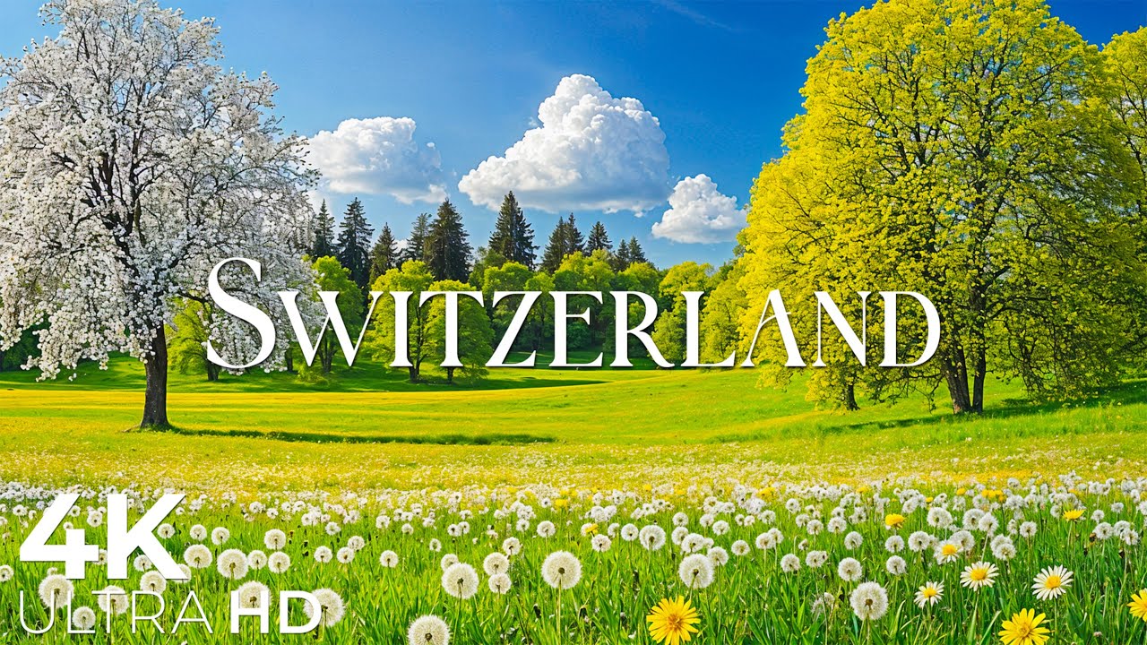 Switzerland in Spring 4K 🌿 The Beauty of Blooming Valleys & Flowing River