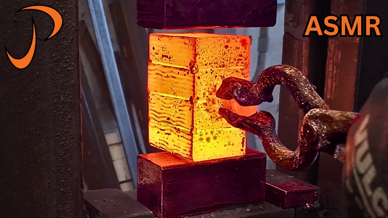 I Forged A 128 Damascus Layer K tip Chef Knife ASMR