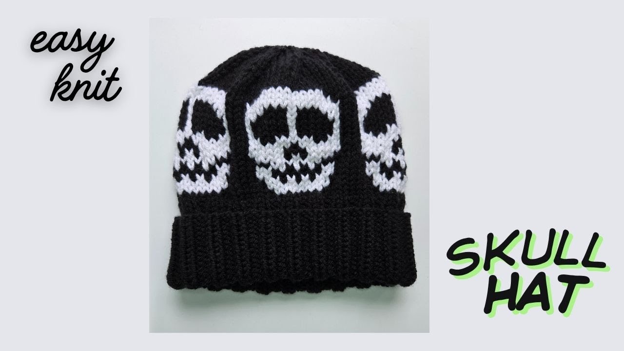 Knit Skull Hat Simple Tutorial - Keep your head warm for Halloween!