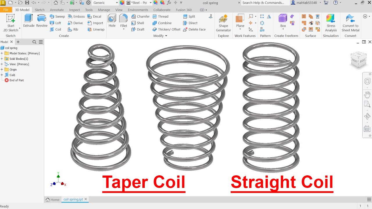 Autodesk Inventor 2023 Создание спиральной пружины