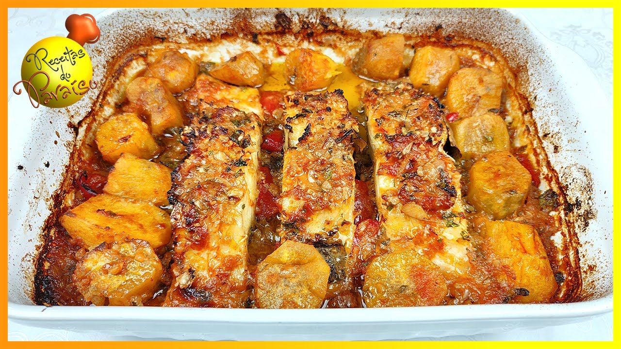 BACALHAU ASSADO NO FORNO COM BATATA DOCE | 🍎  Receitas do Paraíso