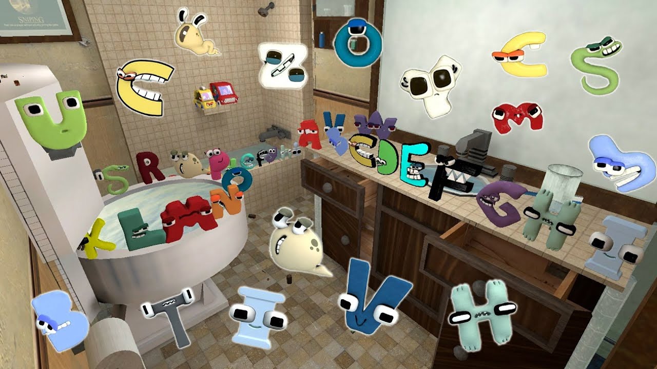 DESTROY ALL ALPHABET LORE FAMILY in BATHROOM Garry's Mod