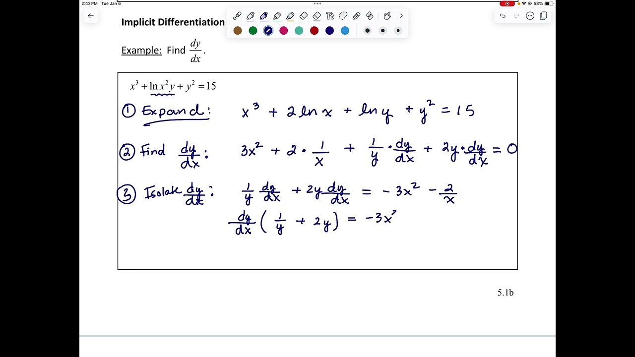 5.1b:  Miscellaneous Logarithmic Differentiation