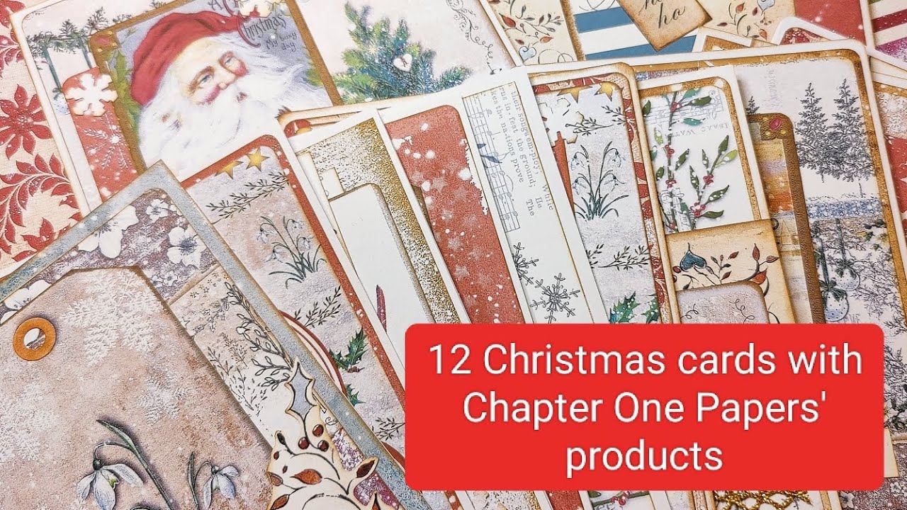 Making 12 Christmas cards with Chapter One Papers' junk journal kits
