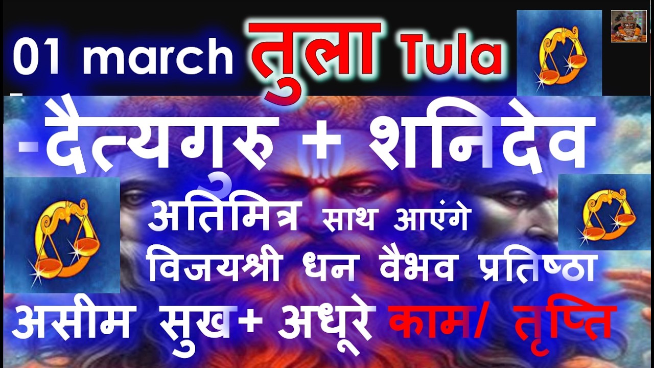 01 March 2026 दैत्यगुरु + शनिदेव अतिमित्र साथ विजयश्री धन वैभव TULA RASHI SHUKAR RASHI PARIVARTAN