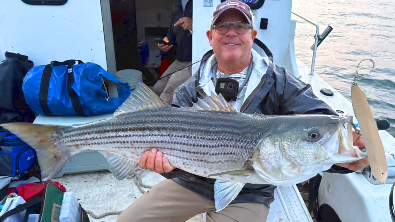 Giant Lure Catches Monster Striped Bass (Cape Code Fishing At Its Best Ep. 4)