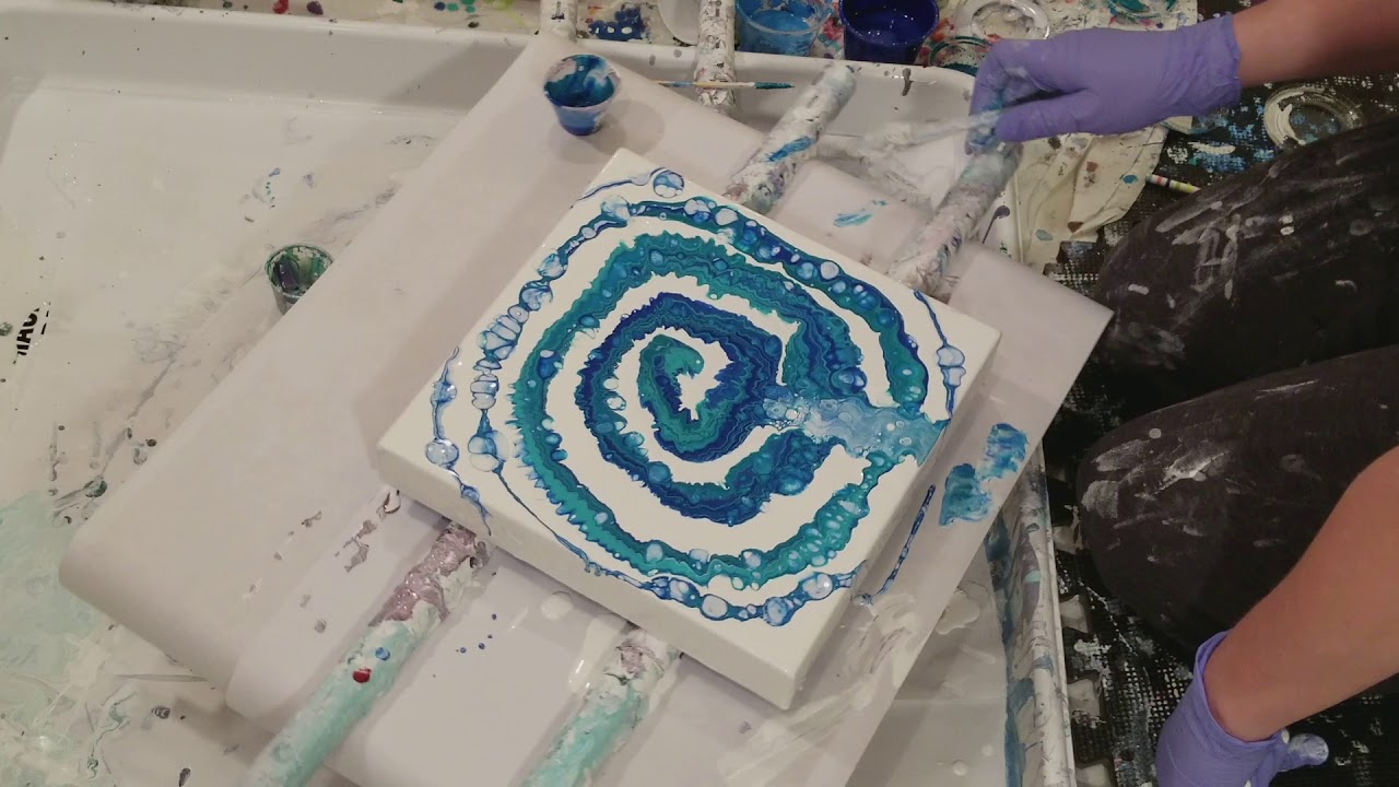 (197) Acrylic ribbon swipe pour painting
