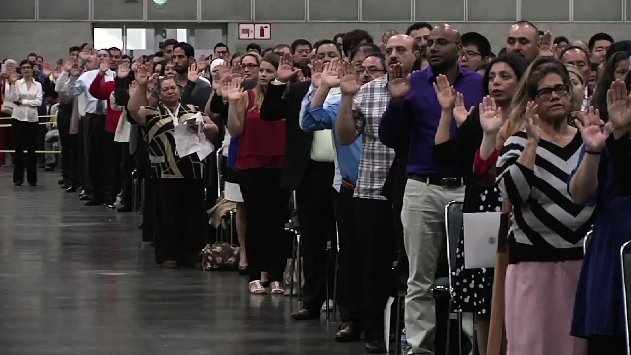 New Citizens Greeted With Trump Video