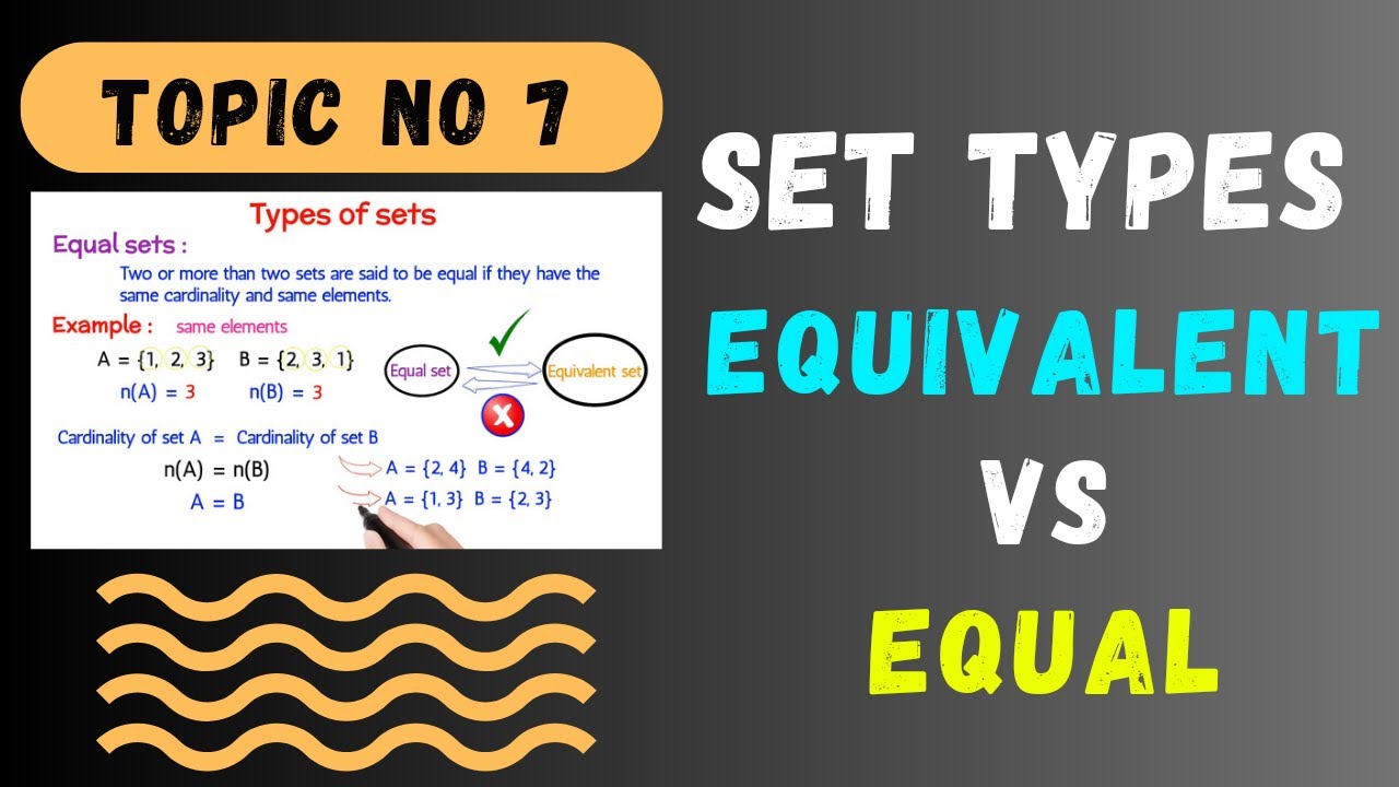 Set types - Equal sets and Equivalent sets |Set types in Hindi/Urdu | learning core