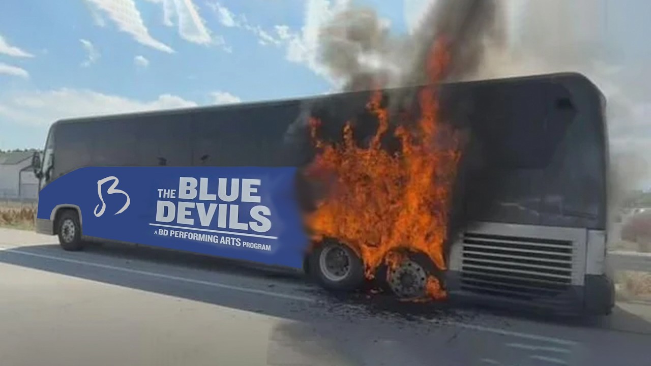 The Blue Devils bus caught on fire