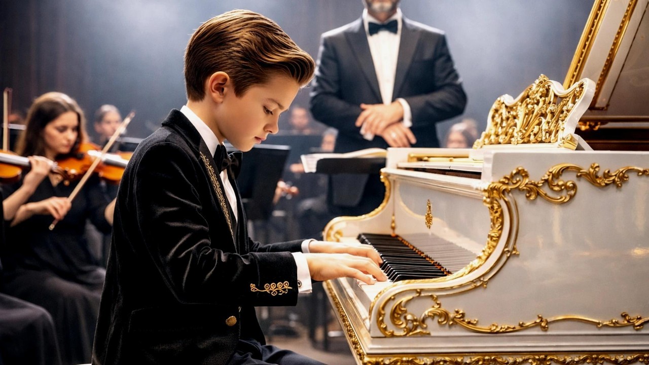 The Janitor’s Son Sat at the Keys — The Maestro Halted the Entire Orchestra to Listen.