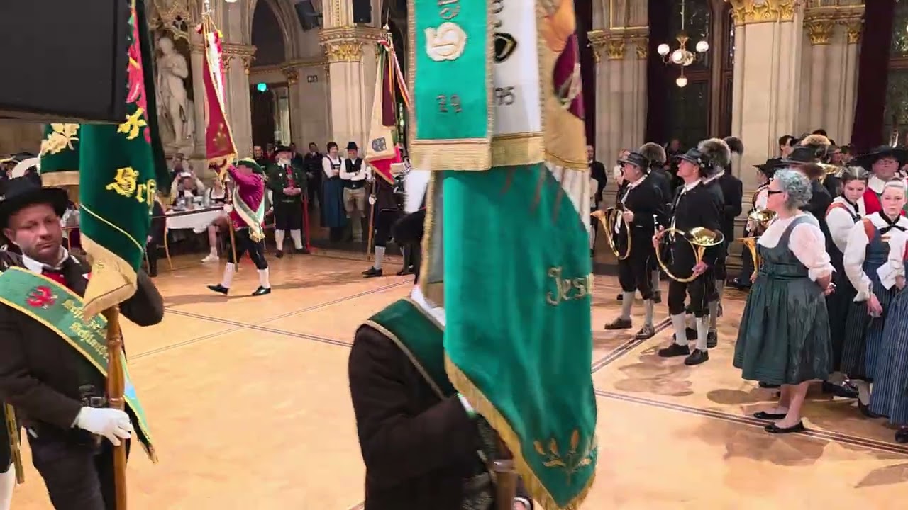20260110 Tirolerball in Wiener Rathaus - entrata bandiere