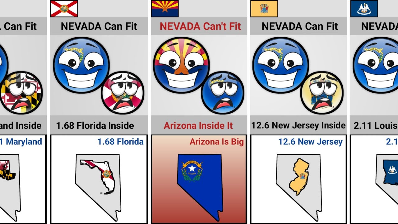 Nevada vs Other 🇺🇸 US States That Fit Inside Nevada Map [Countryballs]