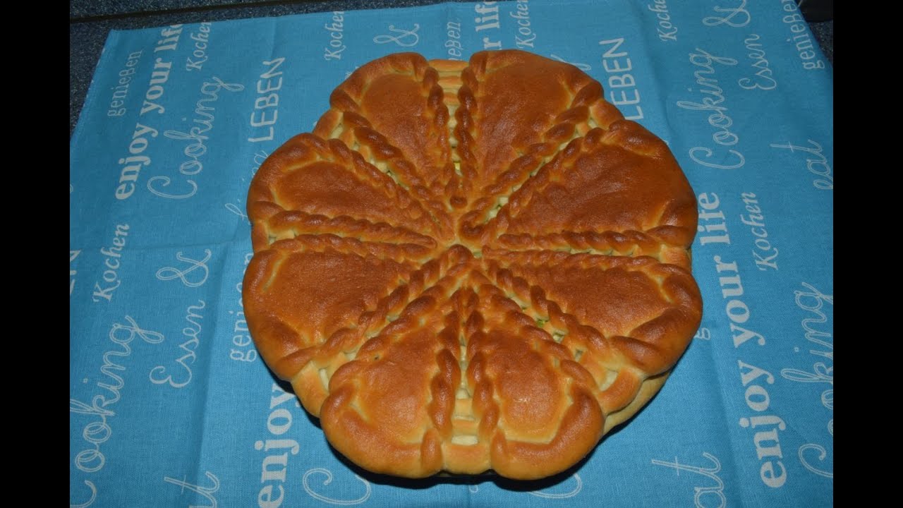 Пирог вязаный цветок.Deutsche Untertitel.Моя идея,Meine Idee,My idea.Flower Bread.КРАСИВО и ВКУСНО