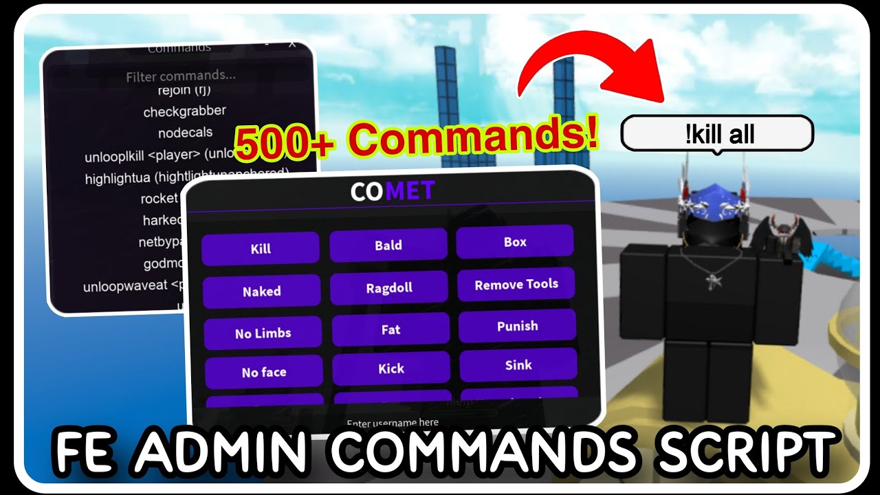 [ FE ] Admin Commands Script Hack - ROBLOX SCRIPTS - Over 500+ OP Commands