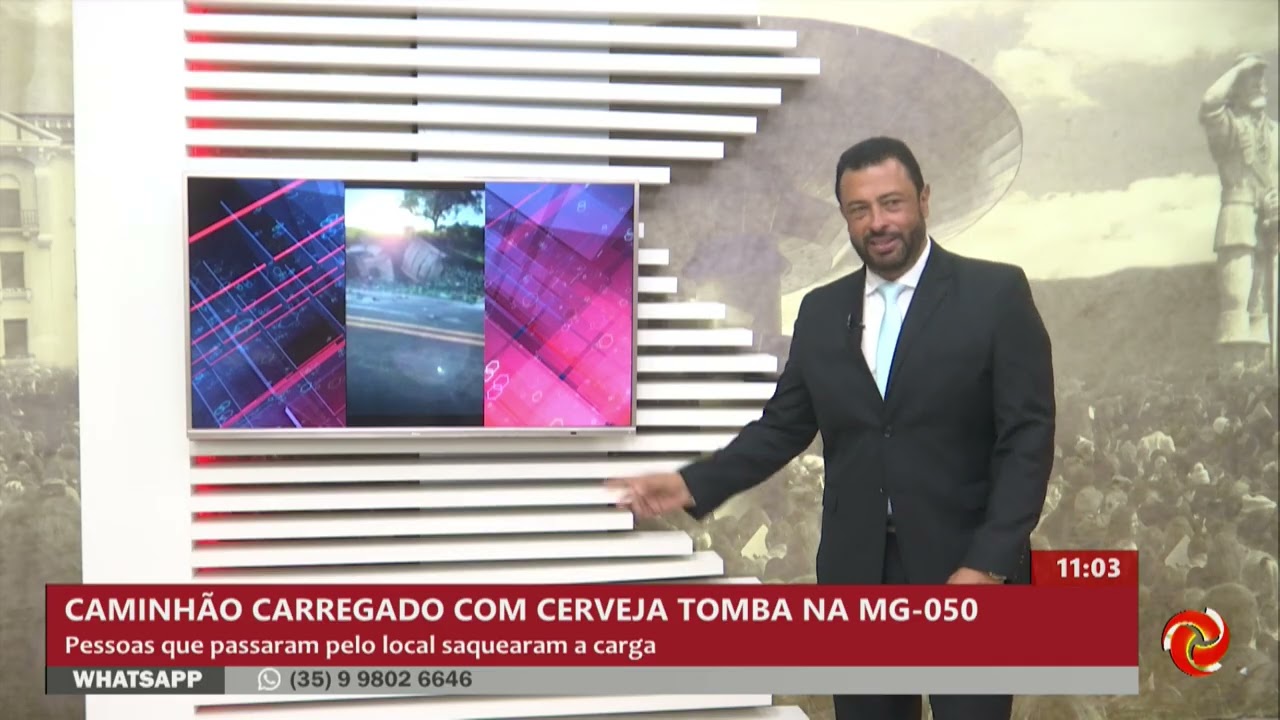 Caminhão carregado com cerveja tomba em São Sebastião do Paraíso
