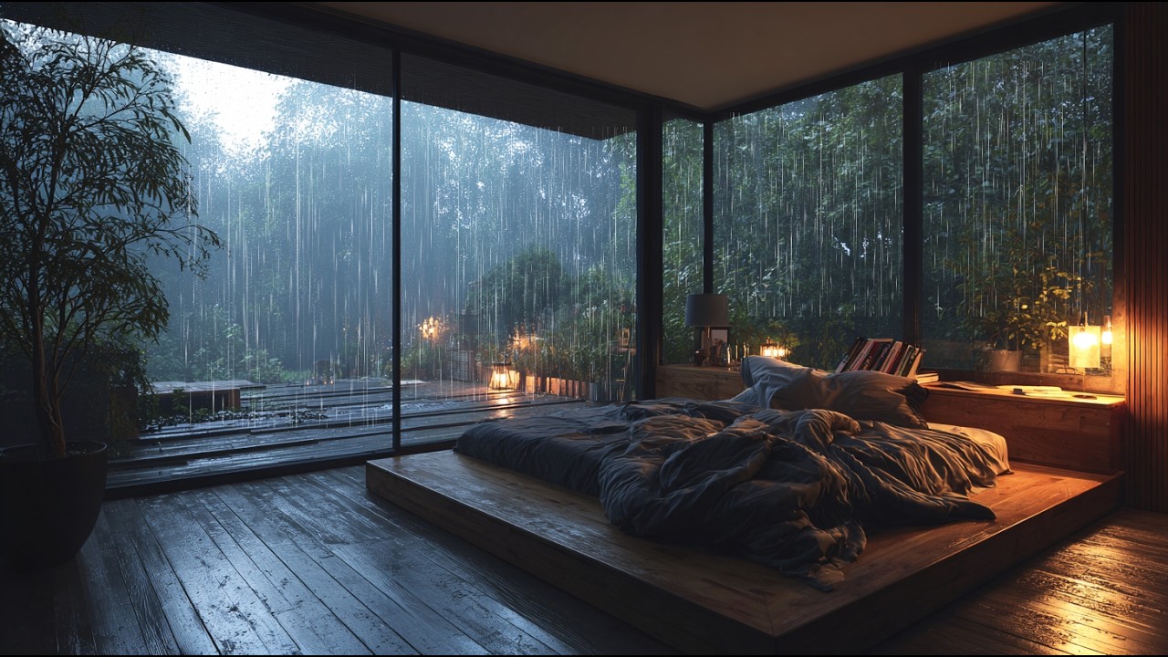 Cozy Rain Ambience in a Modern Forest House | Relaxing Rain Sounds for Sleeping