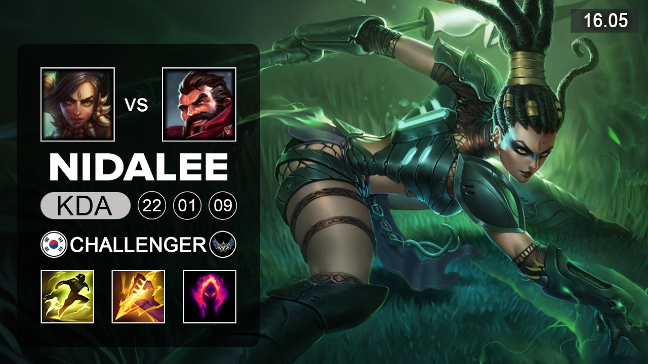 Nidalee vs Graves Jungle - KR Challenger - Patch 16.05 Season 16
