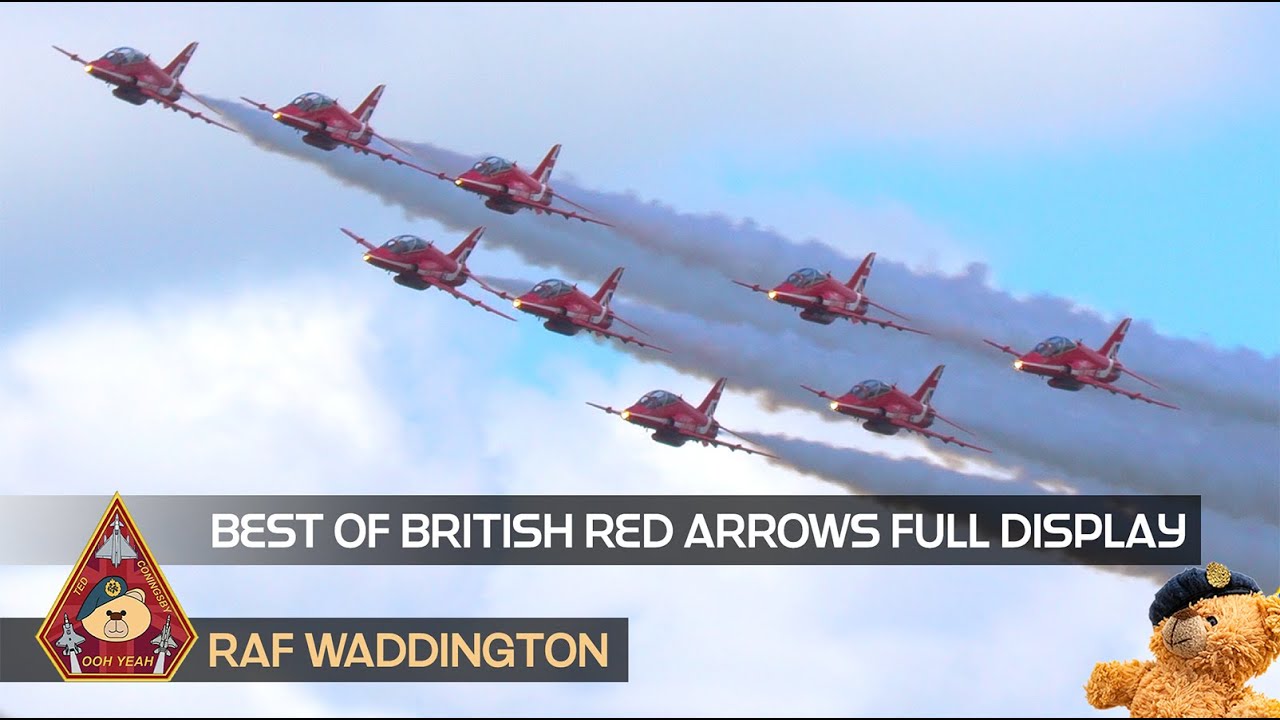 SMOKE ON GO! WORLD BEST AEROBATICS DISPLAYS THE RED ARROWS FULL DISPLAY • RAF WADDINGTON