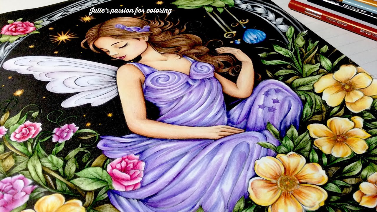 THE MAGICAL MIDNIGHT GARDEN by Myra Rowse - prismacolor pencils - color along