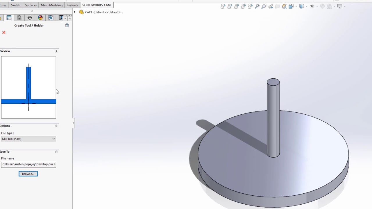 Creating a Custom Tool Within SOLIDWORKS CAM or CAMWorks