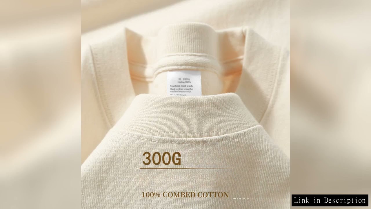 Beige 300g Heavyweight Cotton Short Sleeved T-shirt Summer Round Neck Loose and Base Shirt for Men W