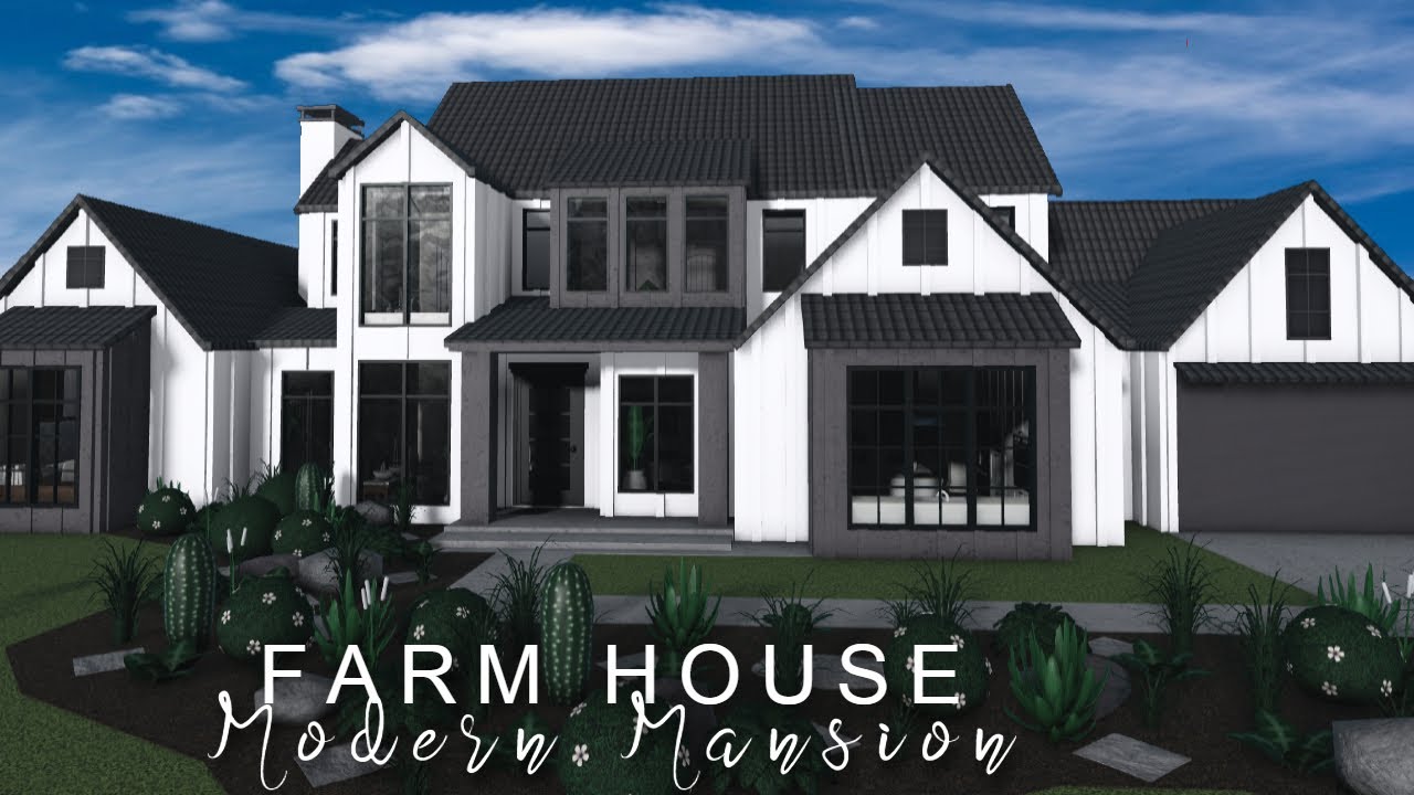 Bloxburg: Farmhouse Modern Mansion | Housebuild | ROBLOX bloxburg