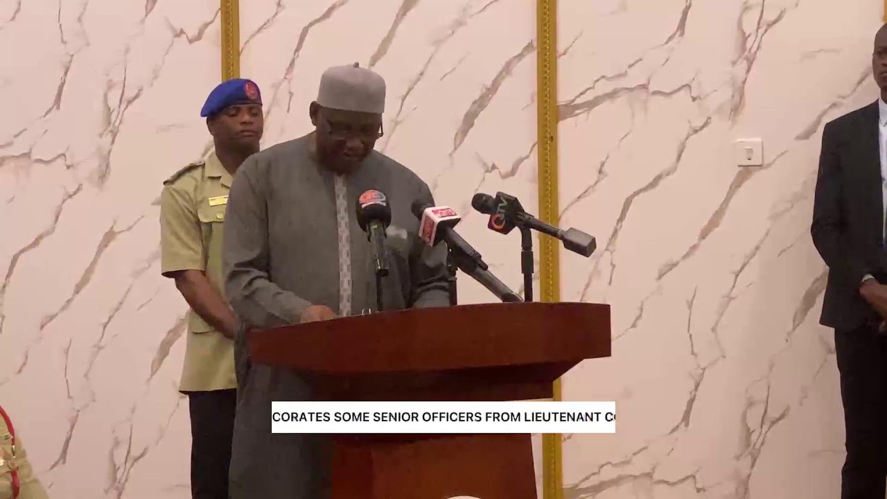 THE PRESIDENT AND C-in-C OF THE GAMBIA ARMED FORCES DECORATES SOME LT COL TO COLONEL