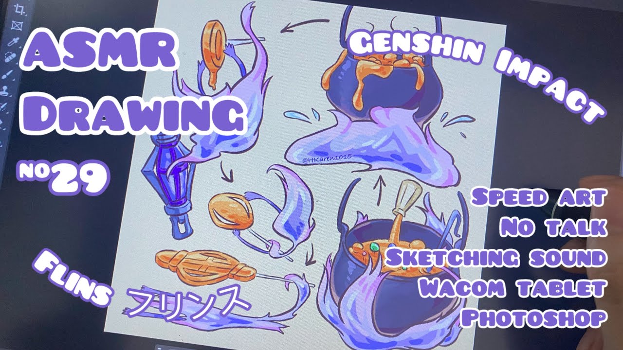 ASMR Drawing Genshin Impact Flins Sugar Sculpture Making Fae Mode | Chill Jazz Music