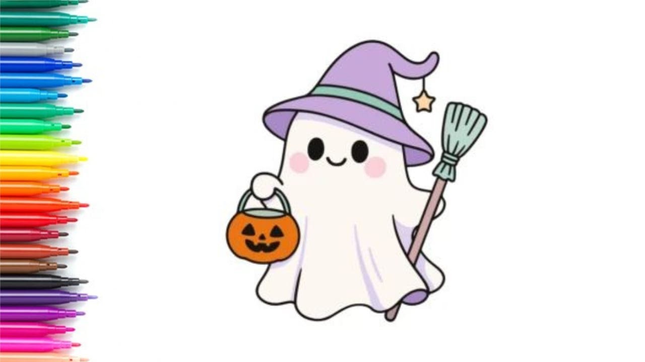 Easy Halloween Pumpkin Drawing painting & Colouring for kids 
