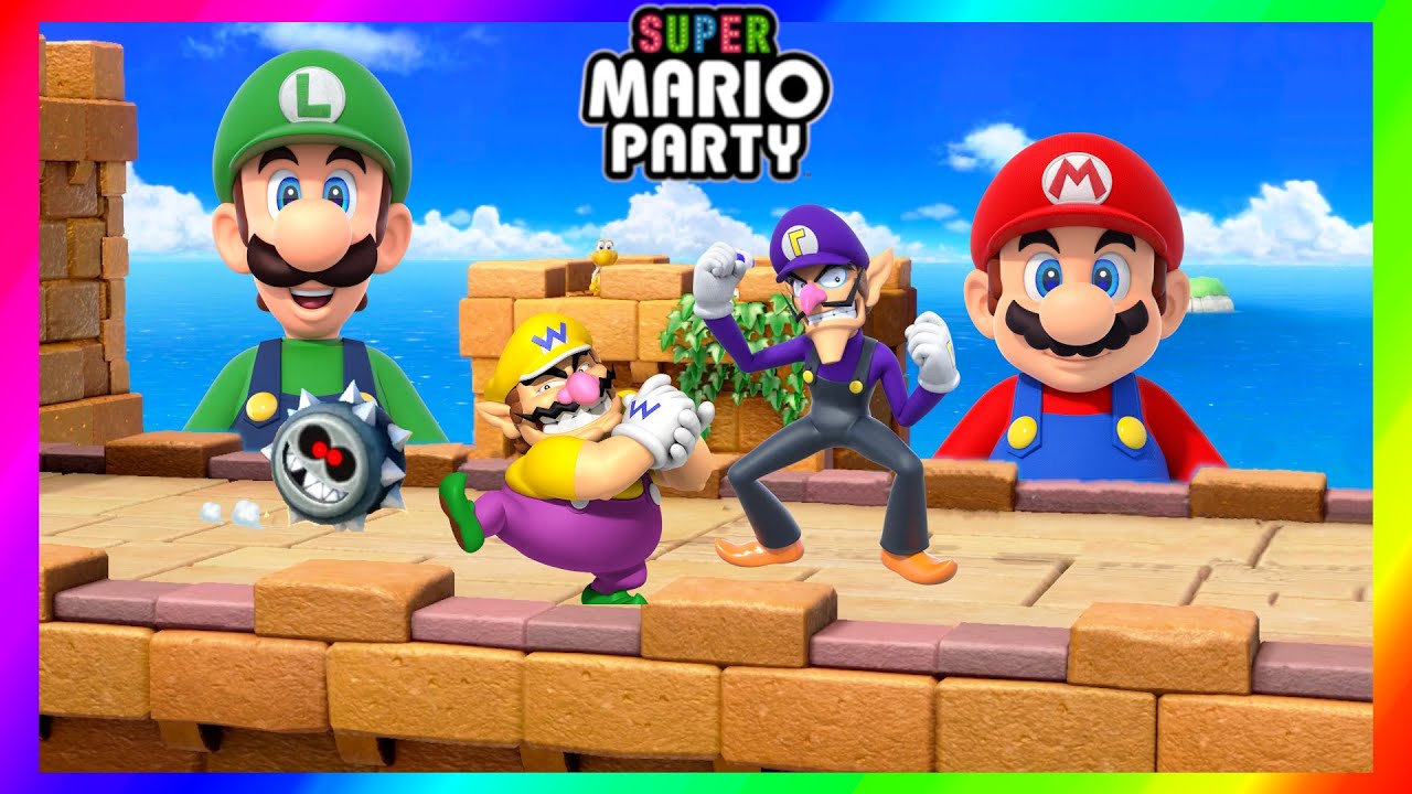 Super Mario Party Minigames Wario vs Waluigi vs Mario vs Luigi