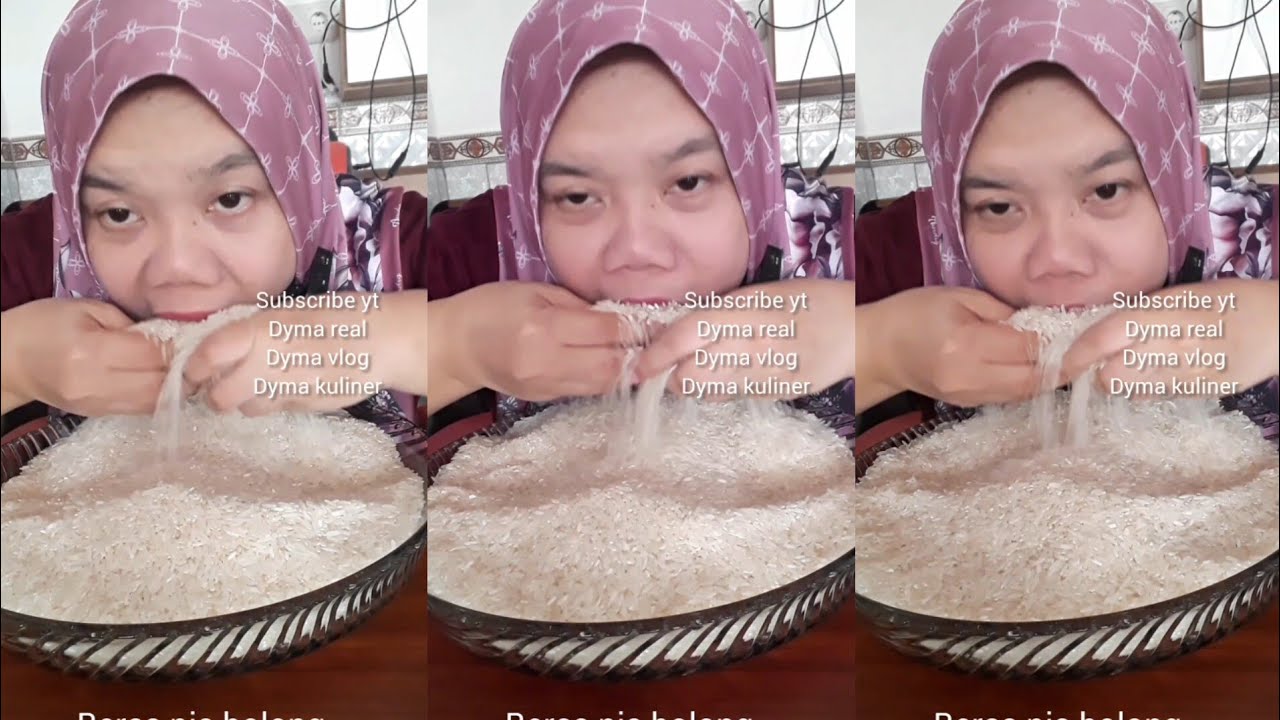 DYMA KULINER 💕ASMR RAW RICE EATING 💕Makan Beras Mentah💕