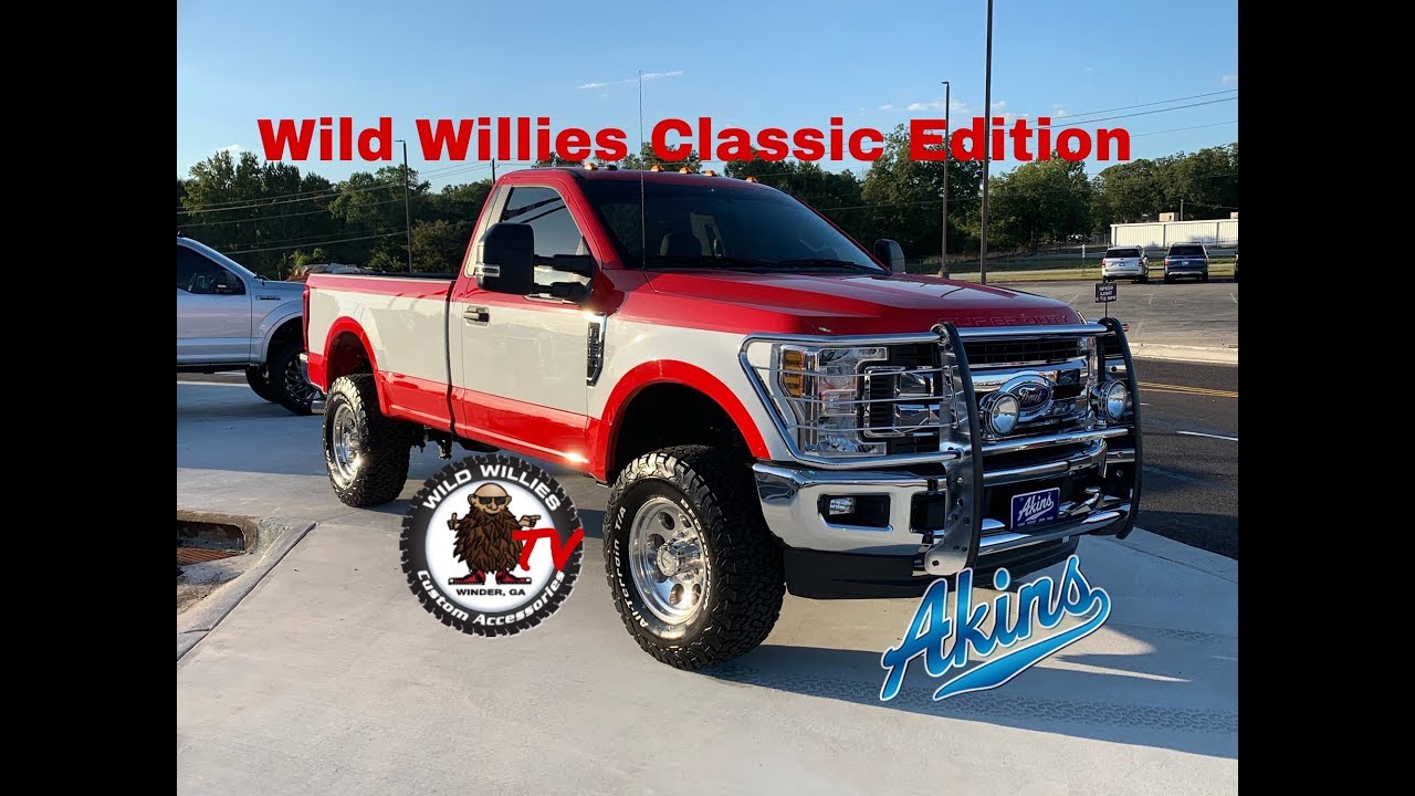 2019 Retro Akins Ford F250 Classic Chrome 4x4 Wild Willies XLT Pro Comp BFG Race Red White