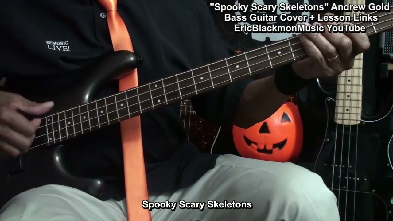 Spooky Scary Skeletons Slap Bass Guitar Cover - LESSON AVAILABLE