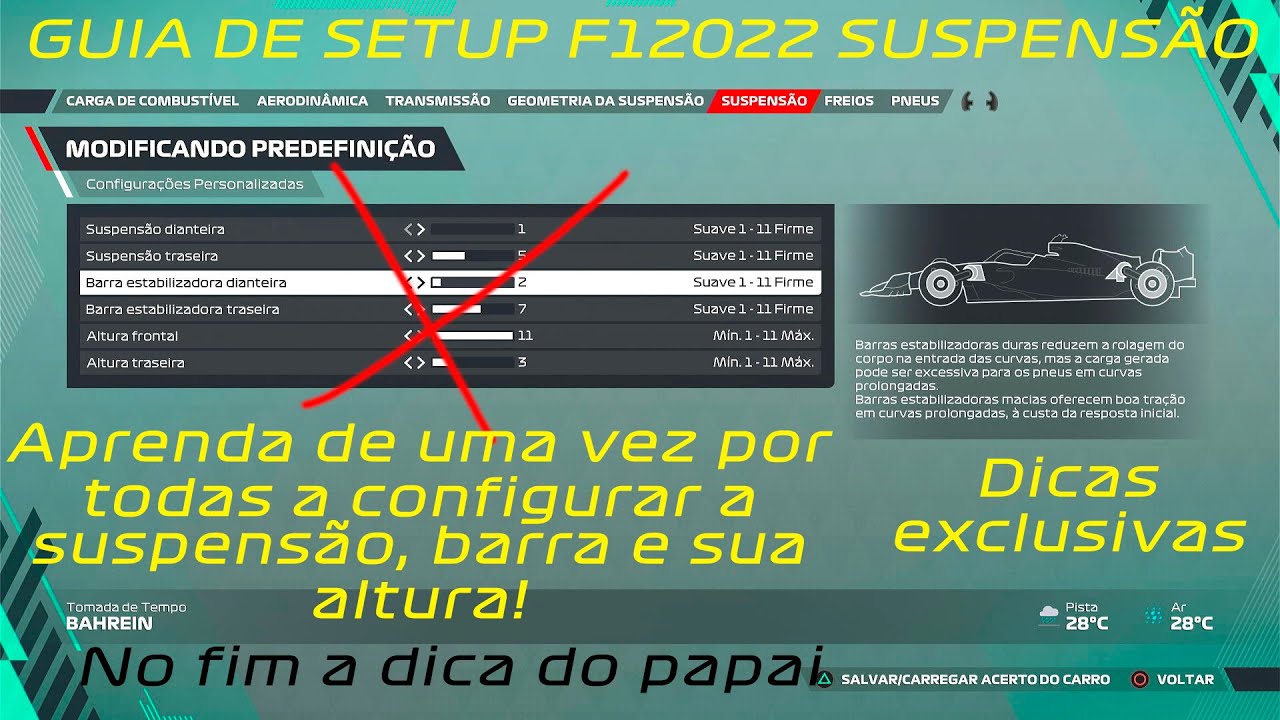 Aprenda a fazer seu setup no F1 2022 | O guia mais completo do youtube ! EP3: Suspensão