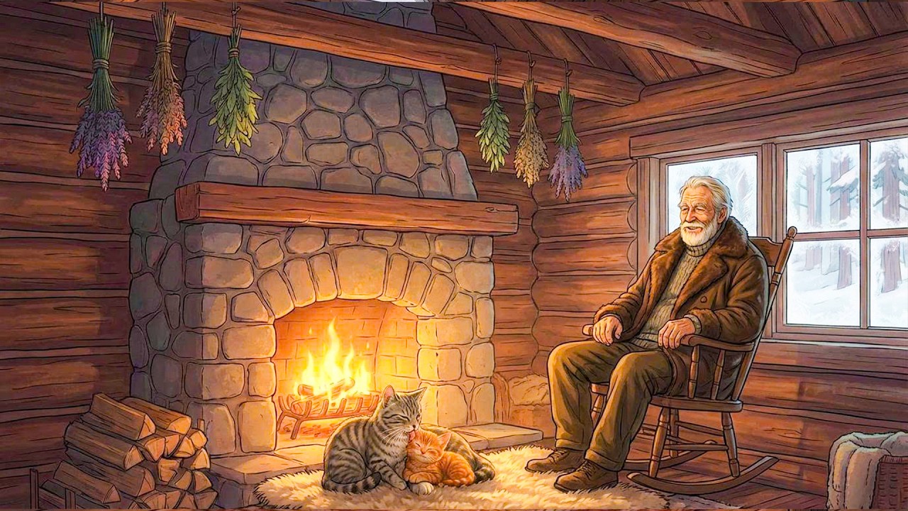 An Old Man Rescues a Frozen Kitten & Mother | Relaxing Ghibli Style