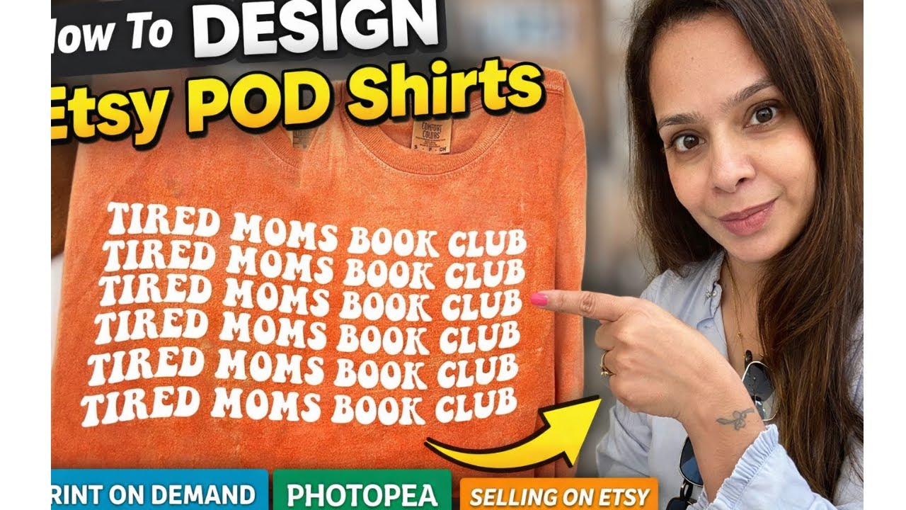 How I Design Best Selling Etsy POD T-Shirts in Photopea (Step by Step)