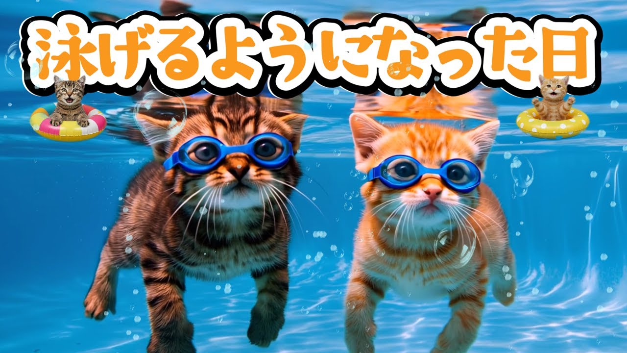 もふめし。/ 泳げない子猫がついに泳げた！子犬先生のプール教室🐾✨ Swimming Lesson