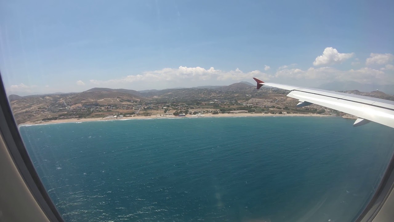 Vollständiger Landeanflug Kreta/Heraklion mit Taxiing zur PP  4K